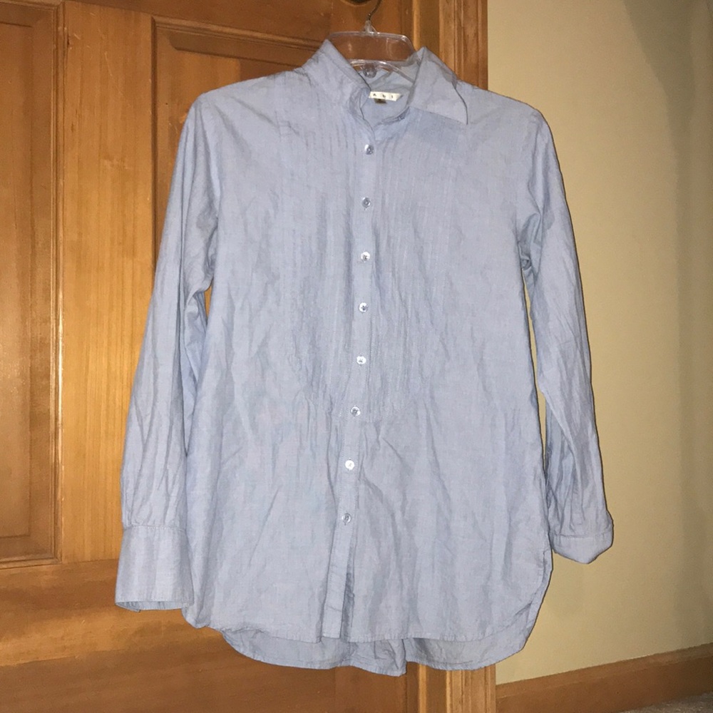 light blue button down